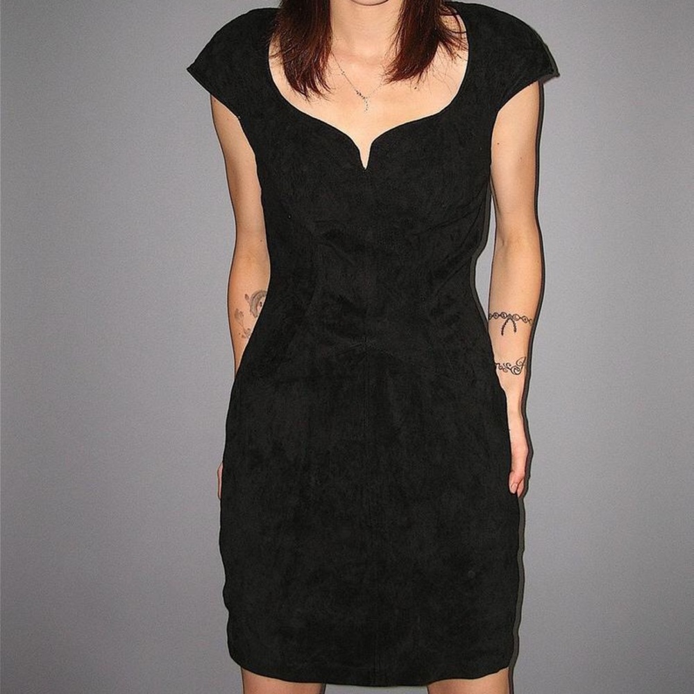BLACK LEATHER VINTAGE DRESS